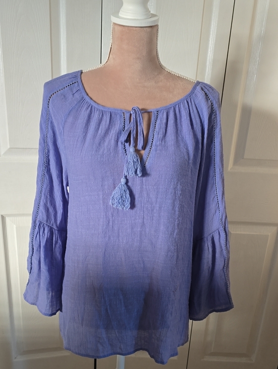 Counterparts Tops - Counterparts Lavender Tassel Tie Peasant Top Size Medium